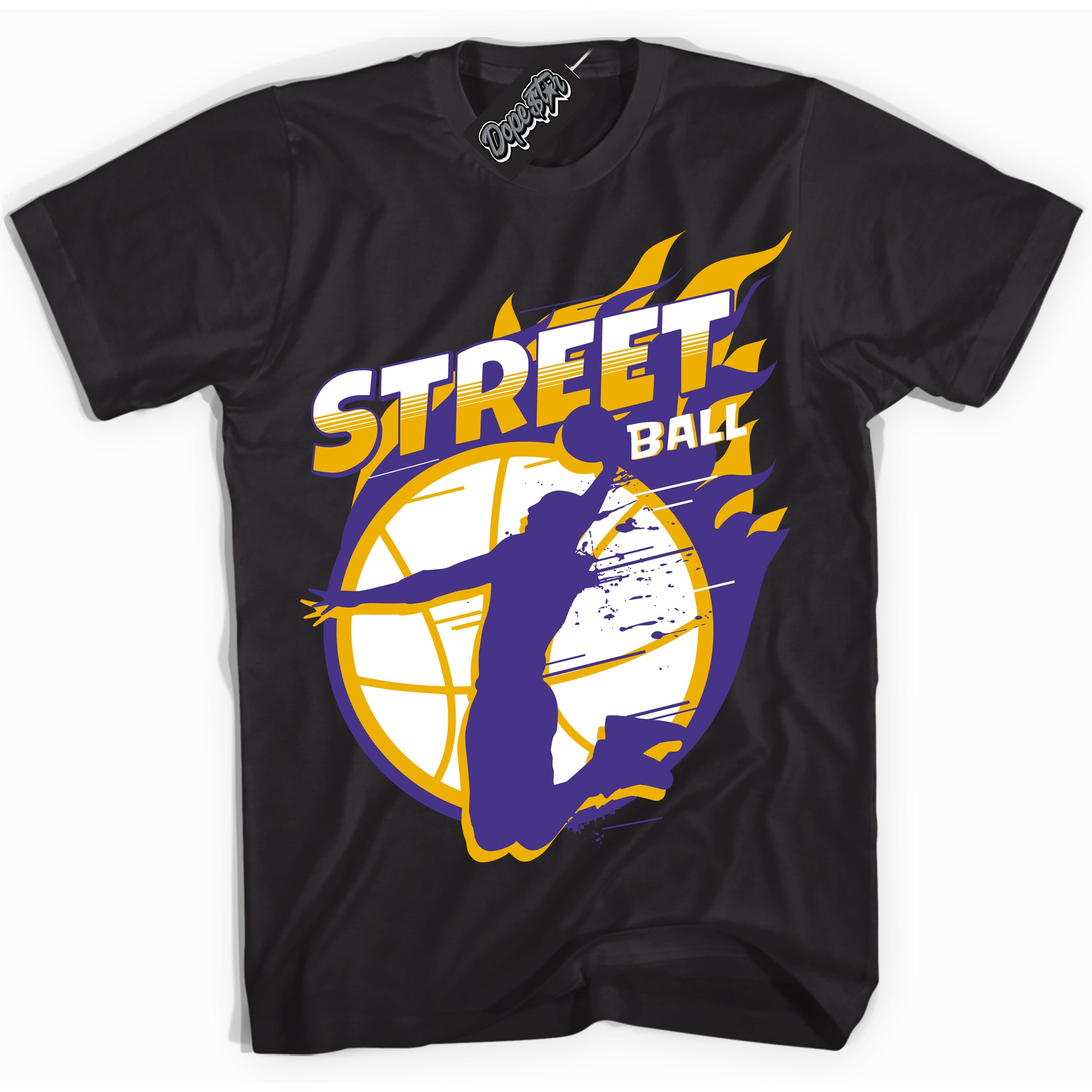 Cool Black Shirt with “Street Ball” design that perfectly matches the Kobe 8 Protro Lakers Home Sneakers.