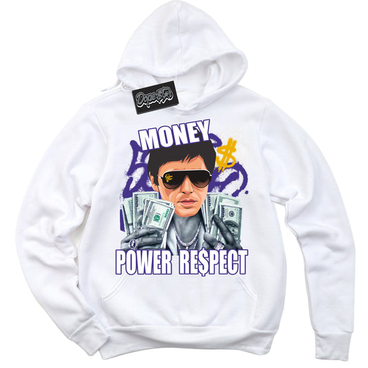 Cool White Hoodie with “Tony Montana” design that Perfectly Matches Kobe 8 Protro Lakers Home Sneakers.