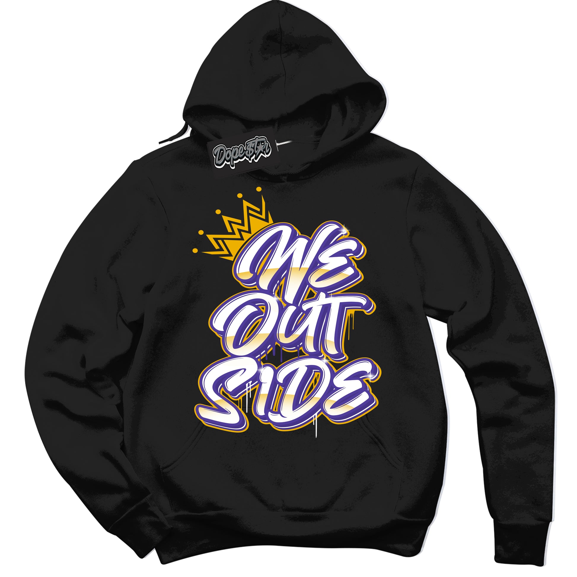 Cool Black Hoodie with “We Outside” design that Perfectly Matches Kobe 8 Protro Lakers Home Sneakers.