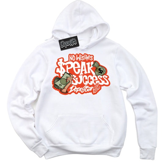 Cool White Hoodie with “No Wish Speak Success” design that Perfectly Matches Cosmic Clay Dunk.