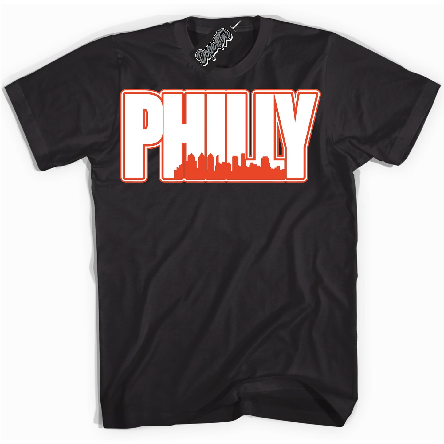 Cool Black Shirt with “Philly” design that perfectly matches Cosmic Clay Dunk.