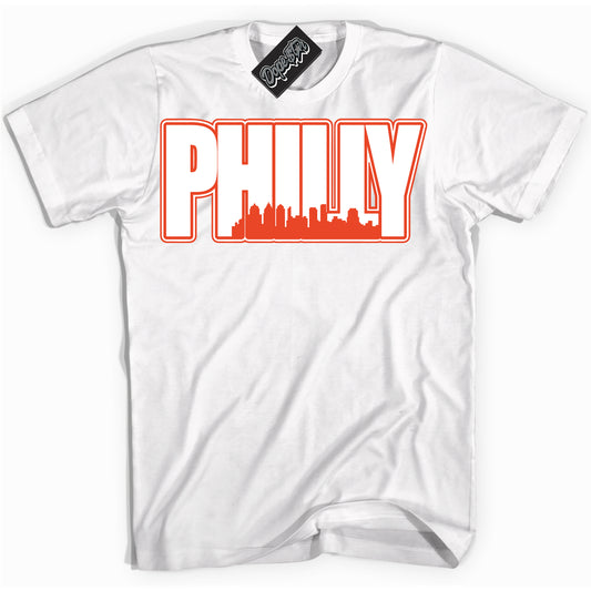 Cool White Shirt with “Philly” design that perfectly matches Cosmic Clay Dunk.
