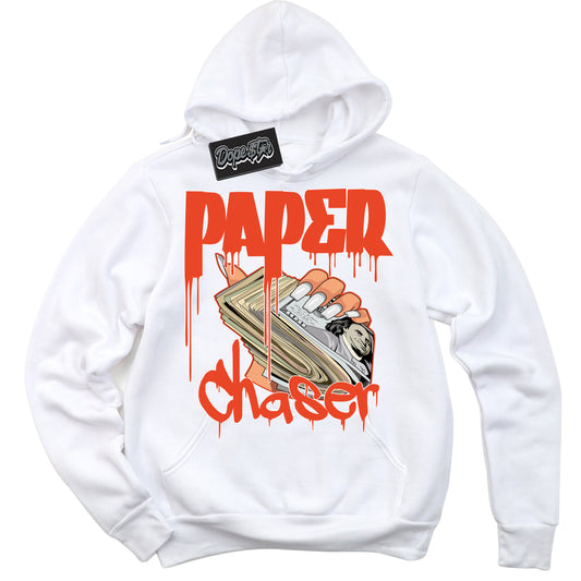 Cool White Hoodie with “Paper Chaser” design that Perfectly Matches Cosmic Clay Dunk.
