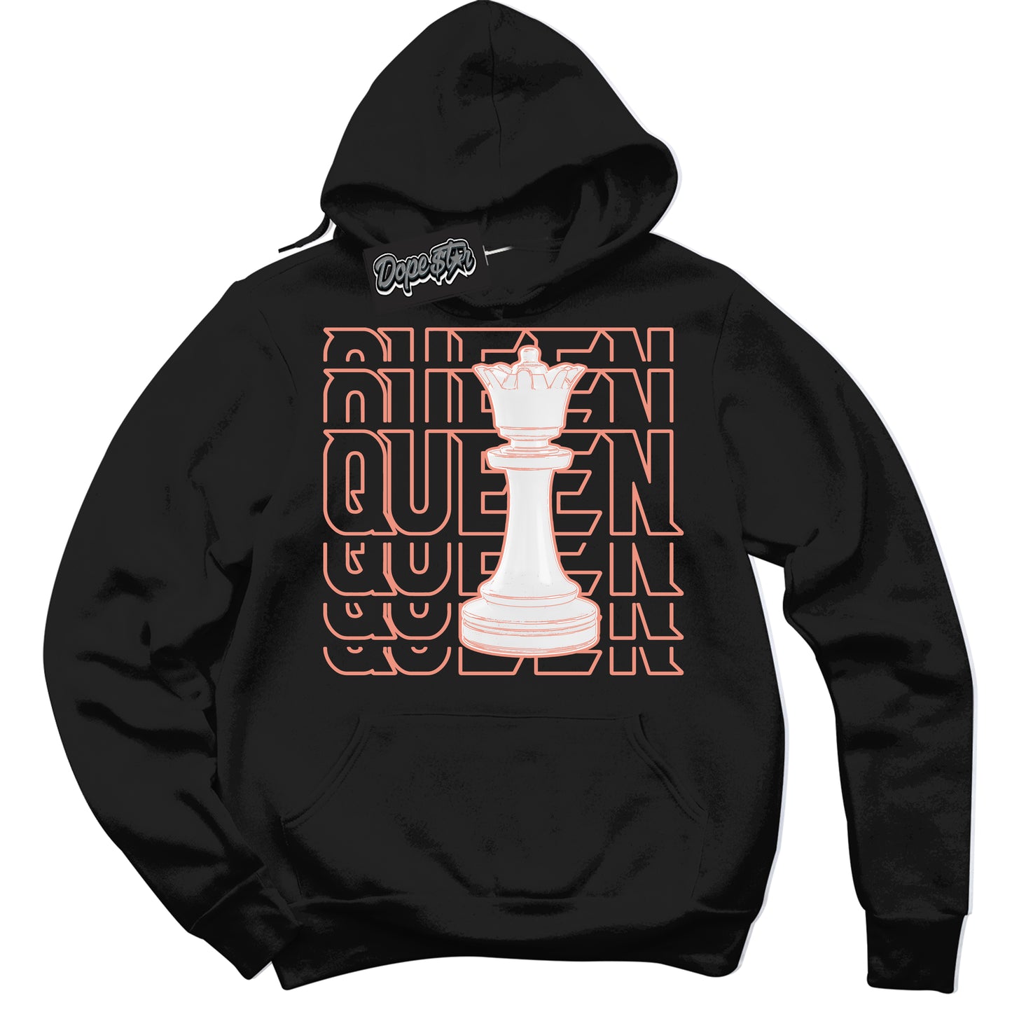 Cool Black Hoodie with “Queen Chess” design that Perfectly Matches Light Wild Mango Dunk.
