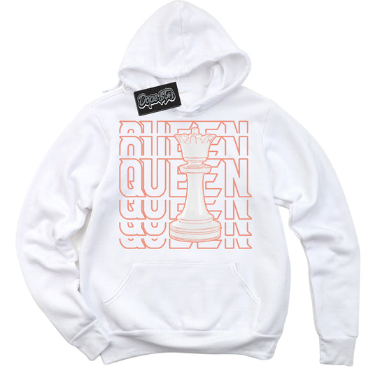 Cool White Hoodie with “Queen Chess” design that Perfectly Matches Light Wild Mango Dunk.
