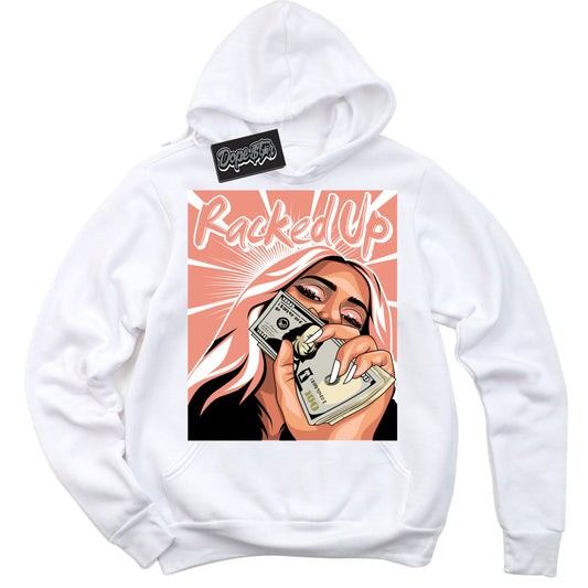 Cool Black Hoodie with “Racked Up” design that Perfectly Matches Light Wild Mango Dunk.
