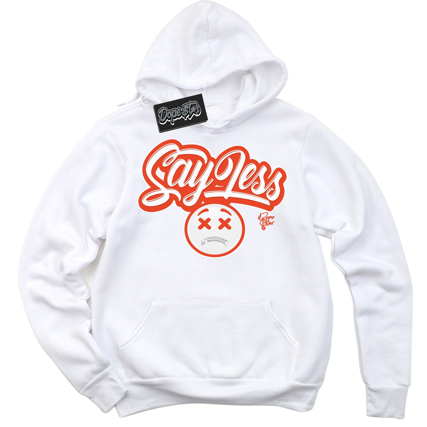 Cool White Hoodie with “Say Less” design that Perfectly Matches Cosmic Clay Dunk.
