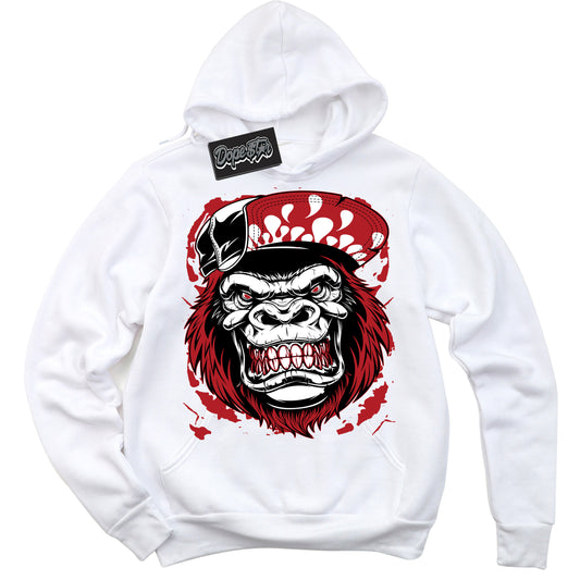 Cool White Hoodie with “Gorilla Beast” design that Perfectly Matches Black Toe Reimagined 1s Jordans.
