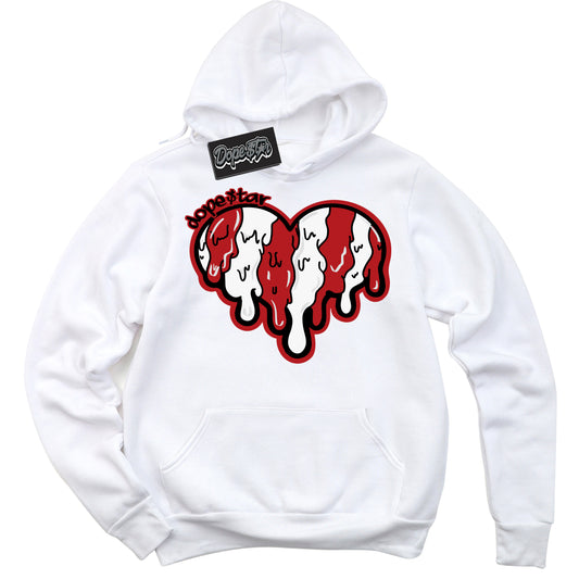 Cool White Hoodie with “Melting Heart” design that Perfectly Matches Black Toe Reimagined 1s Jordans.
