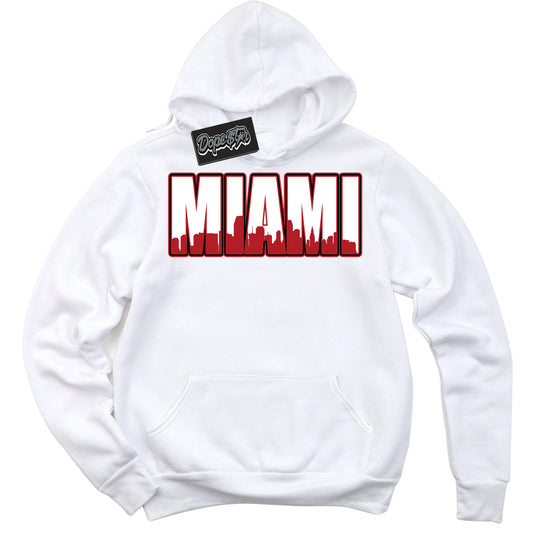 Cool White Hoodie with “Miami” design that Perfectly Matches Black Toe Reimagined 1s Jordans.

