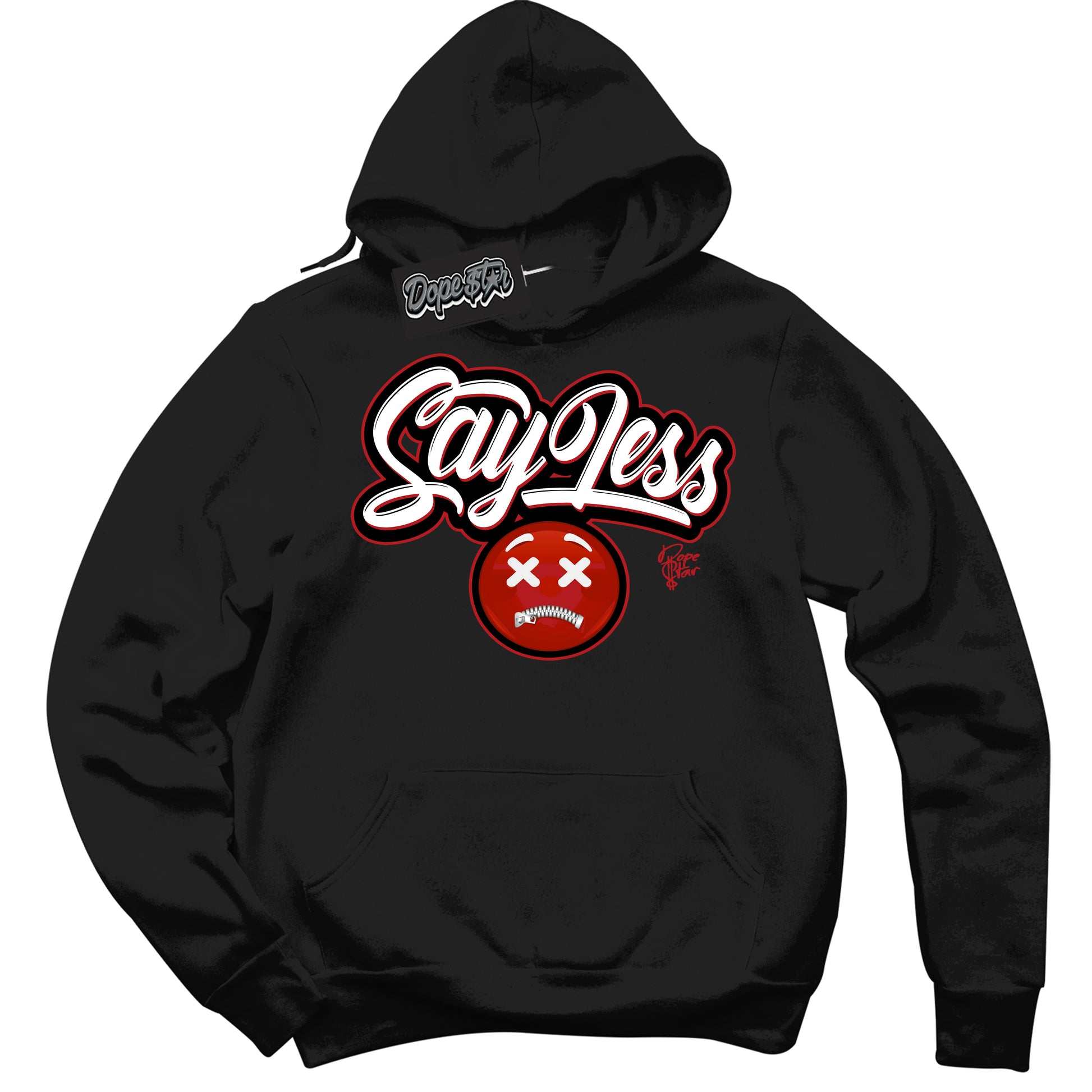 Cool Black Hoodie with “Say Less” design that Perfectly Matches Black Toe Reimagined 1s Jordans.
