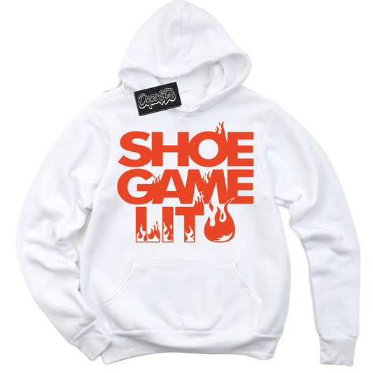 Cool White Hoodie with “Shoe Game Lit” design that Perfectly Matches Cosmic Clay Dunk.

