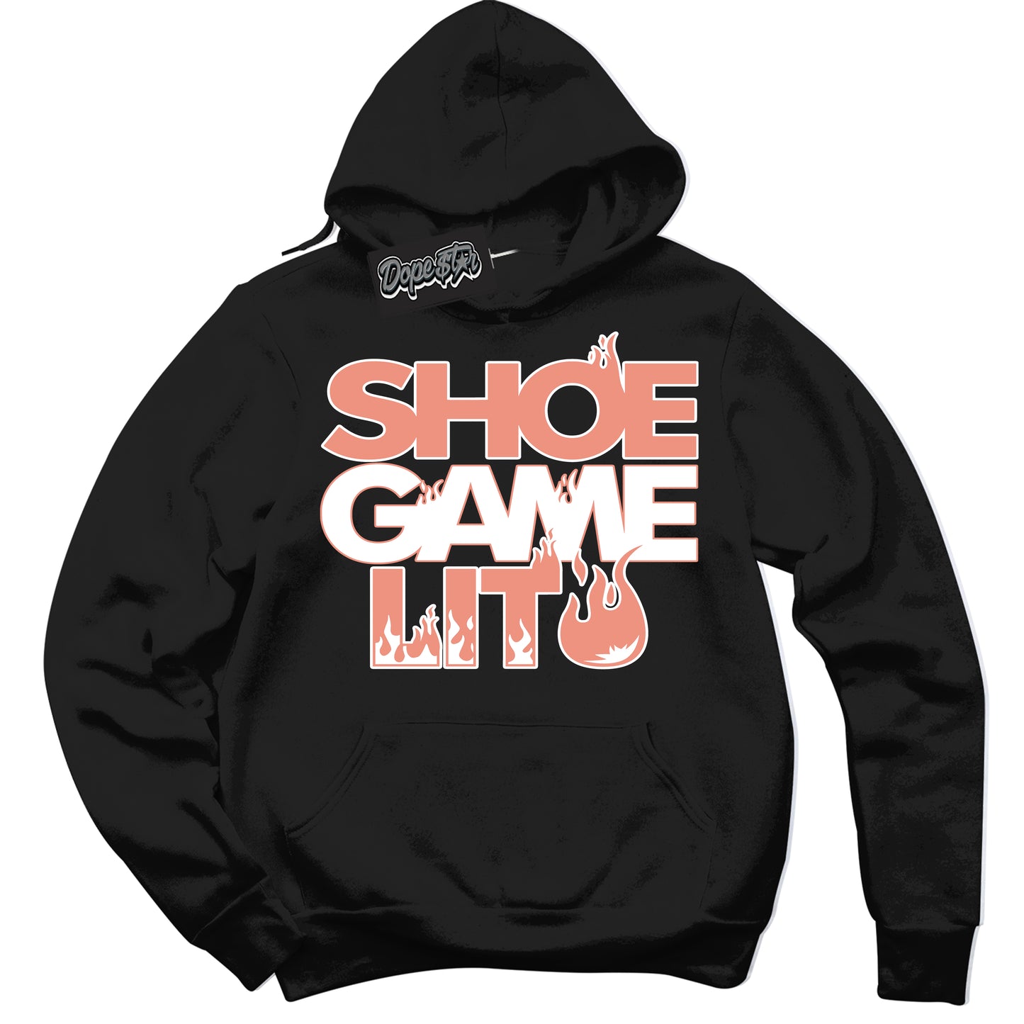 Cool Black Hoodie with “Shoe Game Lit” design that Perfectly Matches Light Wild Mango Dunk.
