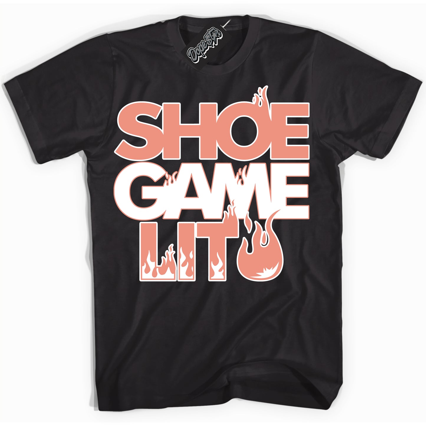 Cool Black Shirt with “Shoe Game Lit” design that perfectly matches Light Wild Mango Dunk.
