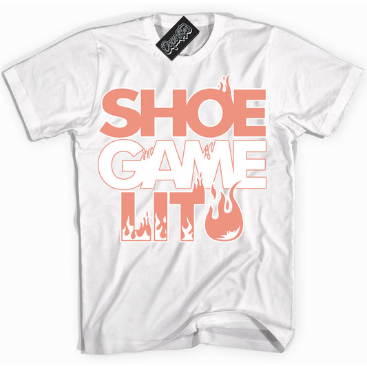 Cool White Shirt with “Shoe Game Lit” design that perfectly matches Light Wild Mango Dunk.
