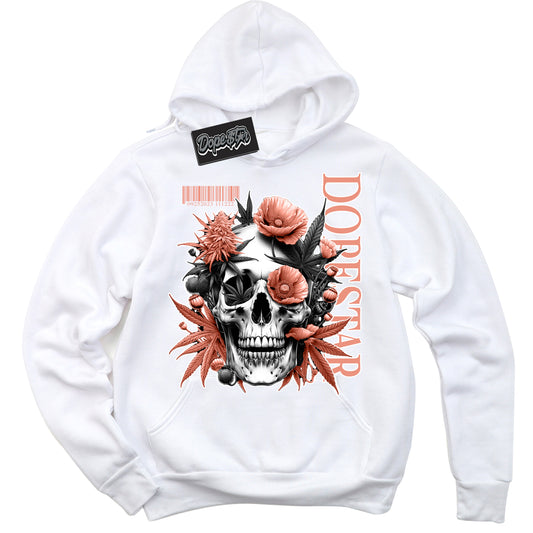 Cool White Hoodie with “Skull Poppies” design that Perfectly Matches Light Wild Mango Dunk.
