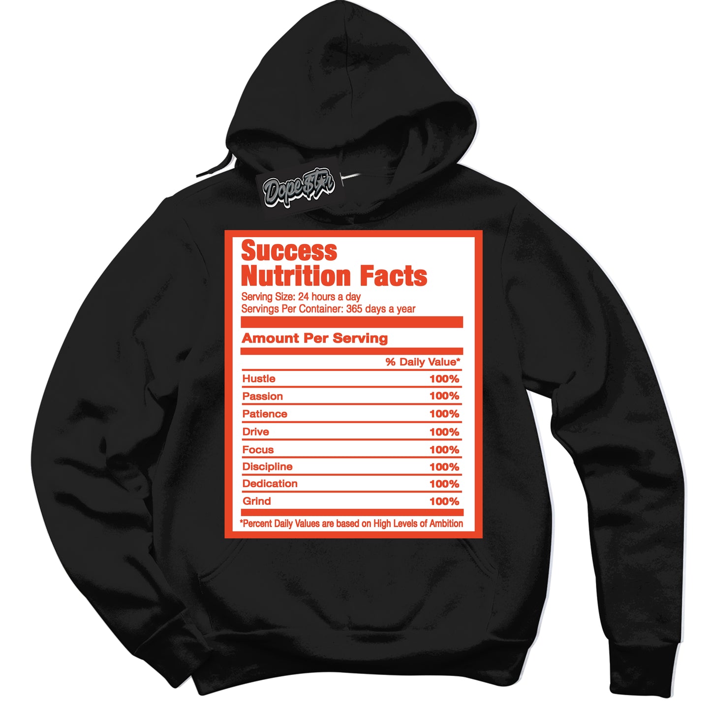 Cool Black Hoodie with “Success Nutrition” design that Perfectly Matches Cosmic Clay Dunk.
