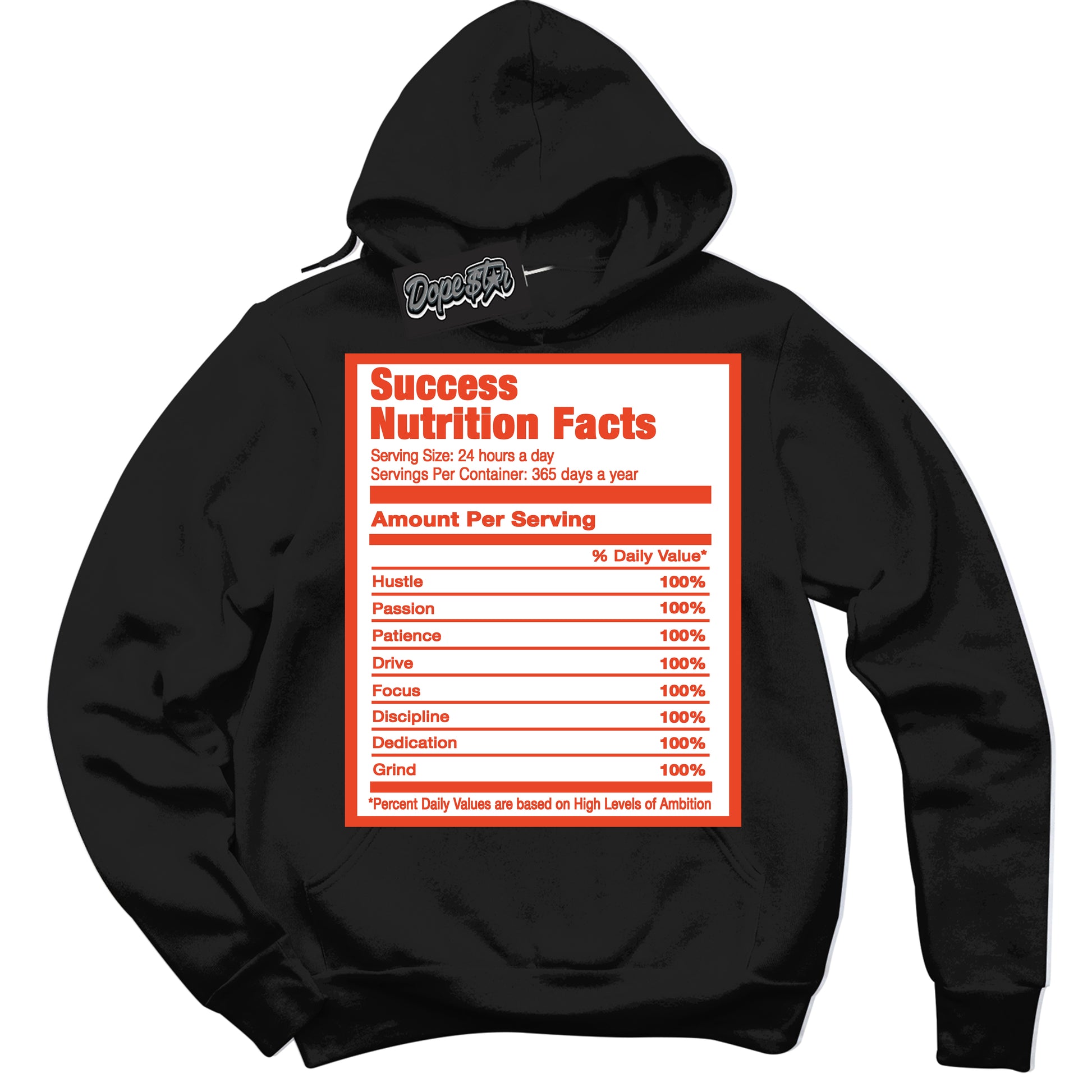 Cool Black Hoodie with “Success Nutrition” design that Perfectly Matches Cosmic Clay Dunk.
