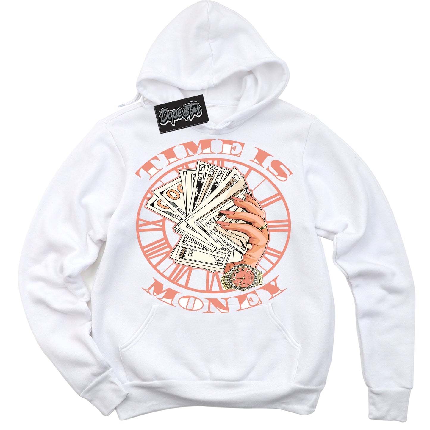 Cool Black Hoodie with “Time Is Money” design that Perfectly Matches Light Wild Mango Dunk.
