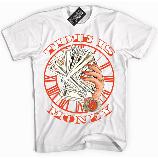 Cool White Shirt with “Time Is Money” design that perfectly matches Cosmic Clay Dunk.
