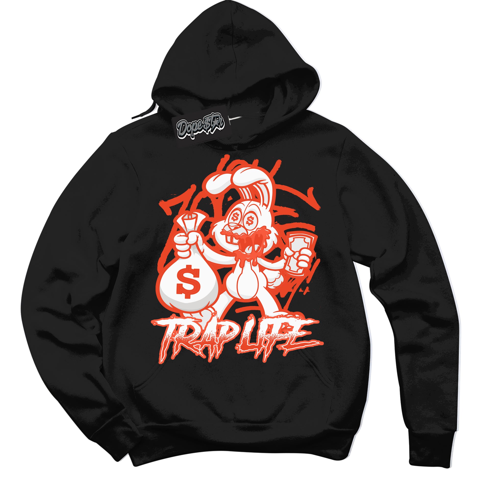 Cool Black Hoodie with “Trap Rabbit” design that Perfectly Matches Cosmic Clay Dunk.