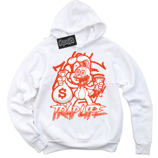 Cool White Hoodie with “Trap Rabbit” design that Perfectly Matches Cosmic Clay Dunk.
