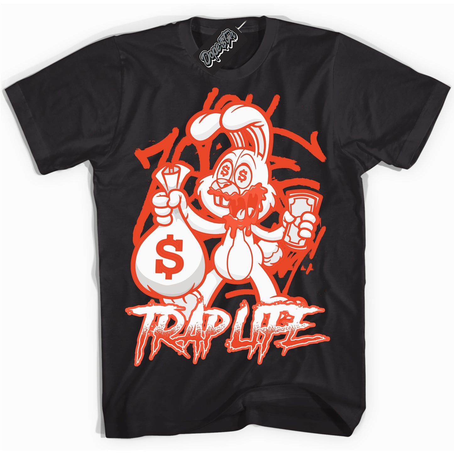 Cool Black Shirt with “Trap Rabbit” design that perfectly matches Cosmic Clay Dunk.