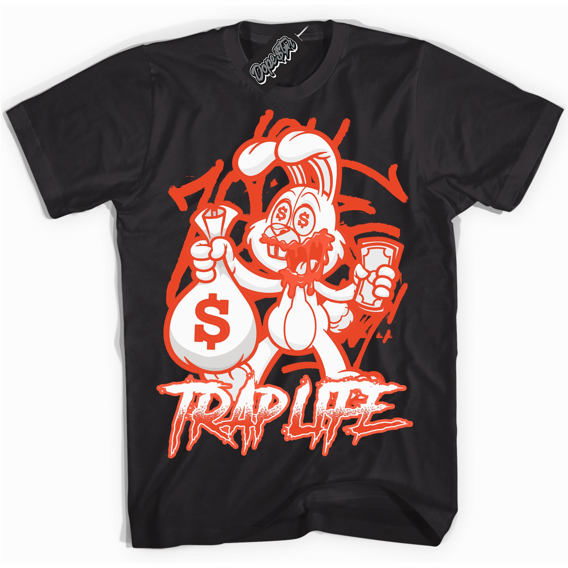 Cool Black Shirt with “Trap Rabbit” design that perfectly matches Cosmic Clay Dunk.
