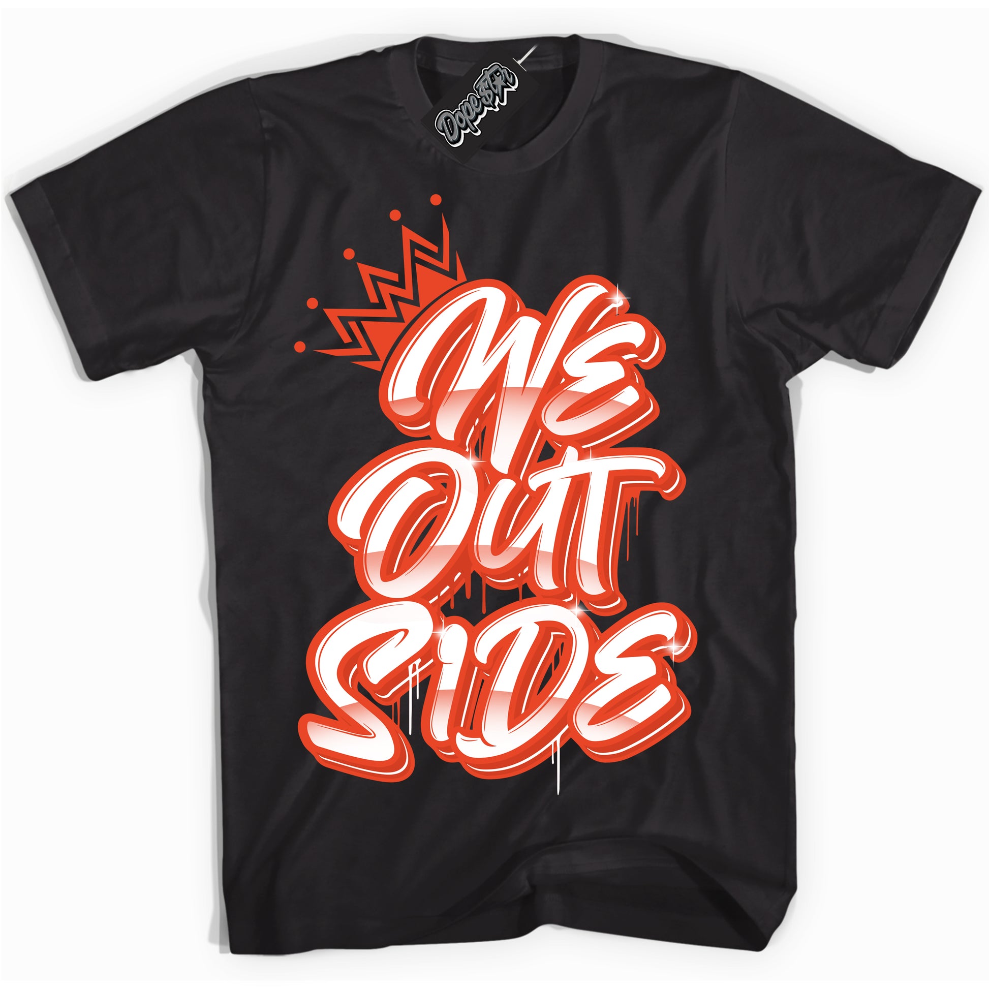 Cool Black Shirt with “We Outside” design that perfectly matches Cosmic Clay Dunk.